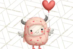 Love Monster Valentine Clipart Cute Kawaii PNG Product Image 5