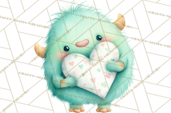 Valentine Monster Clipart, Cute Valentine Monsters PNG Product Image 5