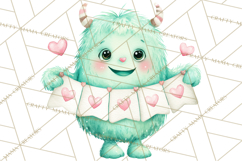 Valentine Monster Clipart, Cute Valentine Monsters PNG Product Image 2