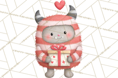 Love Monster Valentine Clipart Cute Kawaii PNG Product Image 3