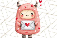Love Monster Valentine Clipart Cute Kawaii PNG Product Image 4