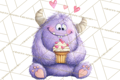 Valentine Monster Clipart, Cute Valentine Monsters PNG Product Image 4