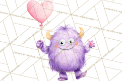 Valentine Monster Clipart, Cute Valentine Monsters PNG Product Image 5