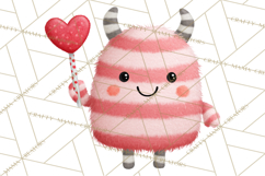 Love Monster Valentine Clipart Cute Kawaii PNG Product Image 5