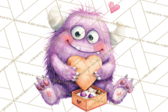 Valentine Monster Clipart, Cute Valentine Monsters PNG Product Image 3