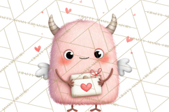 Love Monster Valentine Clipart Cute Kawaii PNG Product Image 3