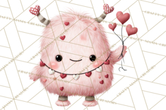 Love Monster Valentine Clipart Cute Kawaii PNG Product Image 2