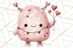 Love Monster Valentine Clipart Cute Kawaii PNG Product Image 2