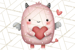 Love Monster Valentine Clipart Cute Kawaii PNG Product Image 3