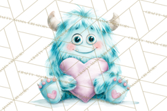 Valentine Monster Clipart, Cute Valentine Monsters PNG Product Image 4