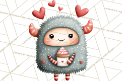 Love Monster Valentine Clipart Cute Kawaii PNG Product Image 5