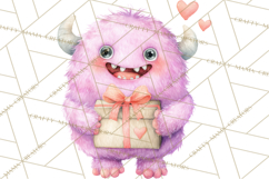 Valentine Monster Clipart, Cute Valentine Monsters PNG Product Image 2