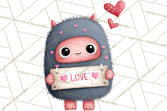 Love Monster Valentine Clipart Cute Kawaii PNG Product Image 2