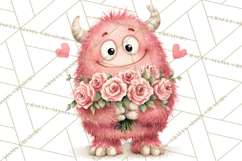 Valentine Monster Clipart, Cute Valentine Monsters PNG Product Image 3