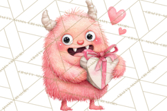 Valentine Monster Clipart, Cute Valentine Monsters PNG Product Image 4
