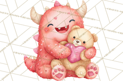 Valentine Monster Clipart, Cute Valentine Monsters PNG Product Image 5