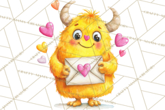 Valentine Monster Clipart, Cute Valentine Monsters PNG Product Image 2