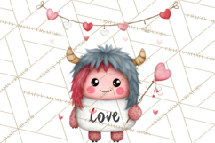 Love Monster Valentine Clipart Cute Kawaii PNG Product Image 2
