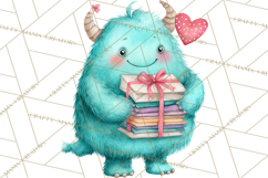 Valentine Monster Clipart, Cute Valentine Monsters PNG Product Image 3