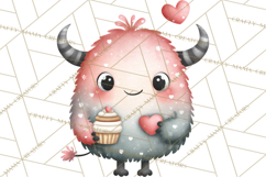 Love Monster Valentine Clipart Cute Kawaii PNG Product Image 3