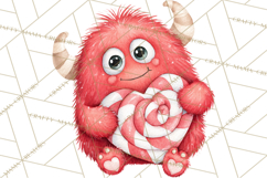 Valentine Monster Clipart, Cute Valentine Monsters PNG Product Image 4