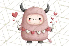 Love Monster Valentine Clipart Cute Kawaii PNG Product Image 4