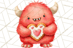 Valentine Monster Clipart, Cute Valentine Monsters PNG Product Image 5