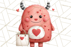 Love Monster Valentine Clipart Cute Kawaii PNG Product Image 2