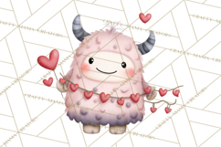 Love Monster Valentine Clipart Cute Kawaii PNG Product Image 3