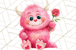 Valentine Monster Clipart, Cute Valentine Monsters PNG Product Image 3