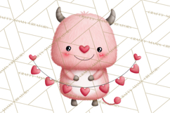 Love Monster Valentine Clipart Cute Kawaii PNG Product Image 4