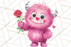Valentine Monster Clipart, Cute Valentine Monsters PNG Product Image 4