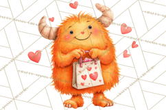 Valentine Monster Clipart, Cute Valentine Monsters PNG Product Image 5