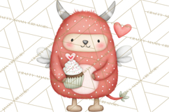 Love Monster Valentine Clipart Cute Kawaii PNG Product Image 5