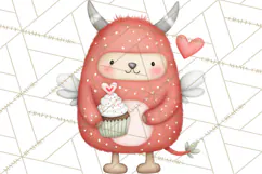 Love Monster Valentine Clipart Cute Kawaii PNG Product Image 5