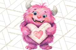 Valentine Monster Clipart, Cute Valentine Monsters PNG Product Image 2