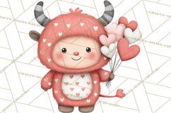 Love Monster Valentine Clipart Cute Kawaii PNG Product Image 3
