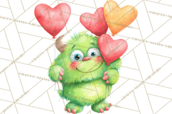 Valentine Monster Clipart, Cute Valentine Monsters PNG Product Image 4
