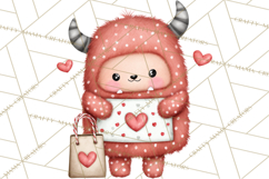 Love Monster Valentine Clipart Cute Kawaii PNG Product Image 4