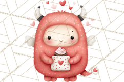 Love Monster Valentine Clipart Cute Kawaii PNG Product Image 5
