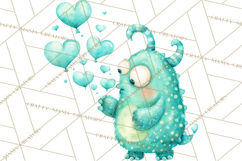 Valentine Monster Clipart, Cute Valentine Monsters PNG Product Image 5