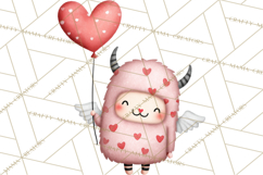 Love Monster Valentine Clipart Cute Kawaii PNG Product Image 5