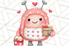 Love Monster Valentine Clipart Cute Kawaii PNG Product Image 2