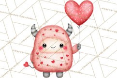 Love Monster Valentine Clipart Cute Kawaii PNG Product Image 3