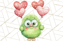 Valentine Monster Clipart, Cute Valentine Monsters PNG Product Image 3