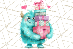 Valentine Monster Clipart, Cute Valentine Monsters PNG Product Image 4