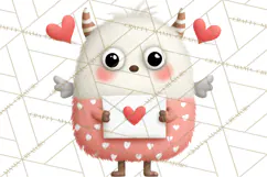Love Monster Valentine Clipart Cute Kawaii PNG Product Image 4