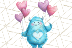 Valentine Monster Clipart, Cute Valentine Monsters PNG Product Image 5