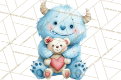 Valentine Monster Clipart, Cute Valentine Monsters PNG Product Image 3