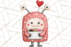 Love Monster Valentine Clipart Cute Kawaii PNG Product Image 3